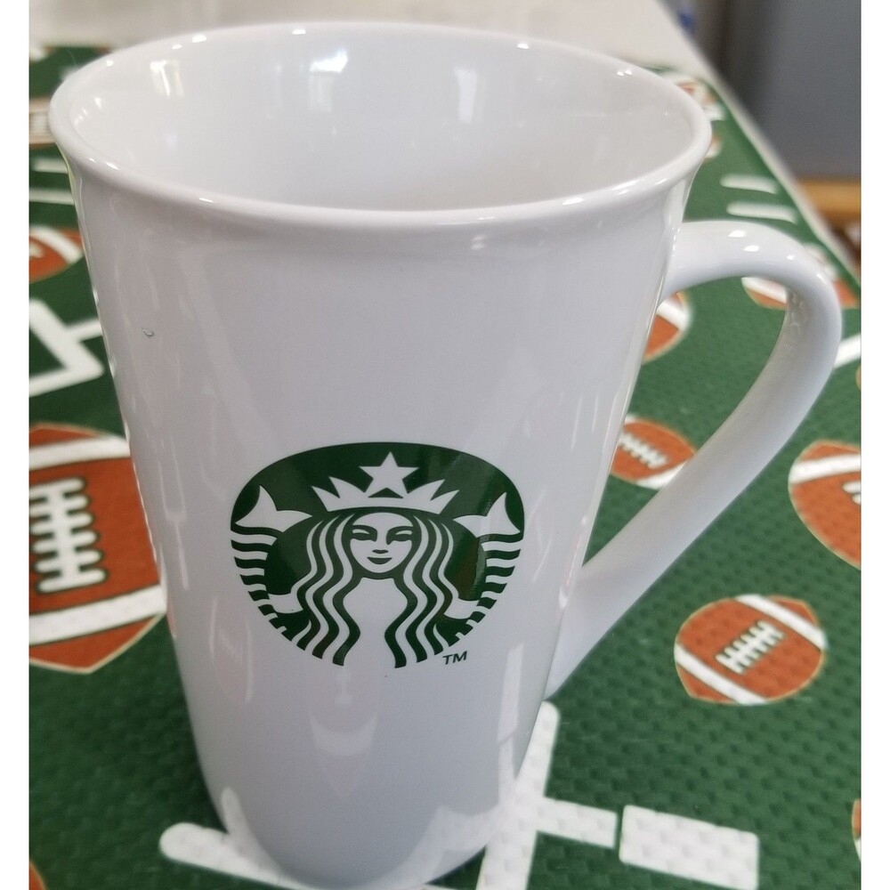 2014 Starbucks White Mermaid siren Logo Ceramic Coffee Mug Tall 17.8 oz / 525 ml